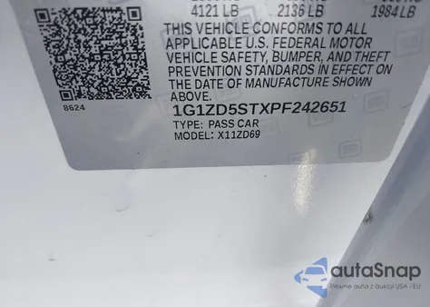 2023 Chevrolet Malibu Fwd 1Lt из США, поврежденный, VIN 1G1ZD5STXPF242651